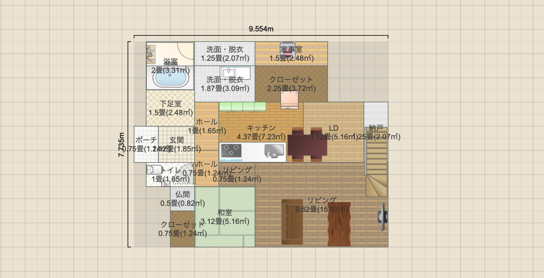 2階建屋根裏の家