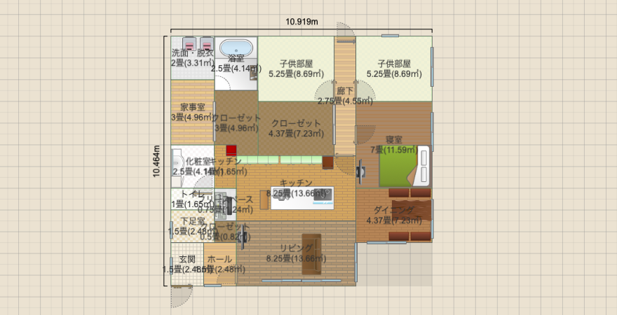 正方形平屋A(南西玄関)