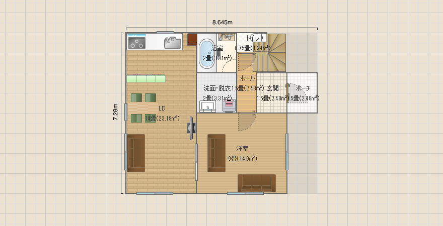 正方形の家1
