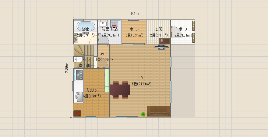 正方形の家2