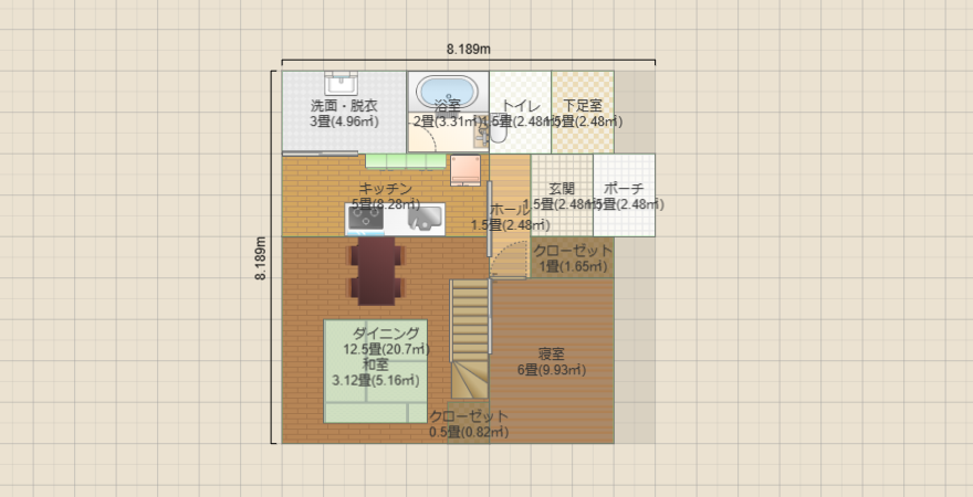 廊下の少ない 4LDKの家