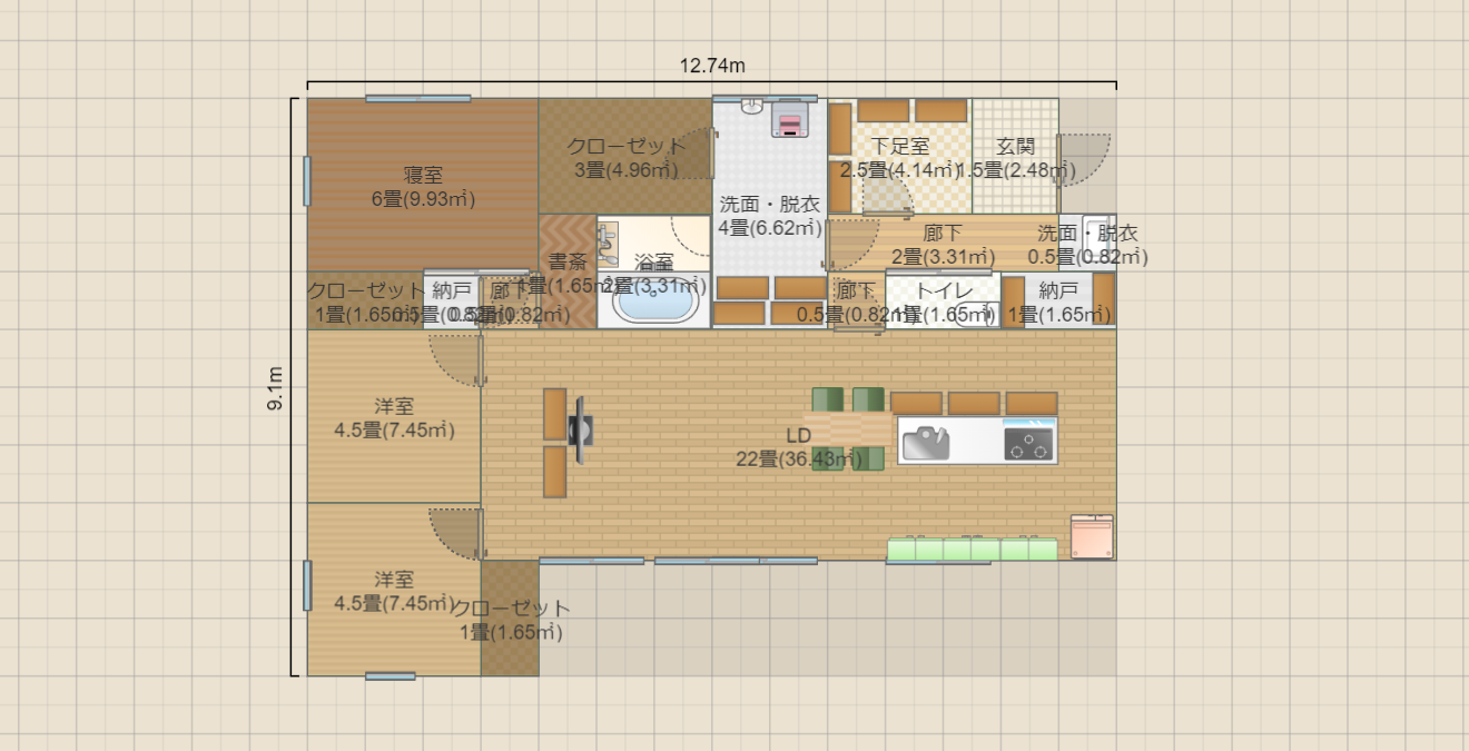 平屋30坪未満　3LDK