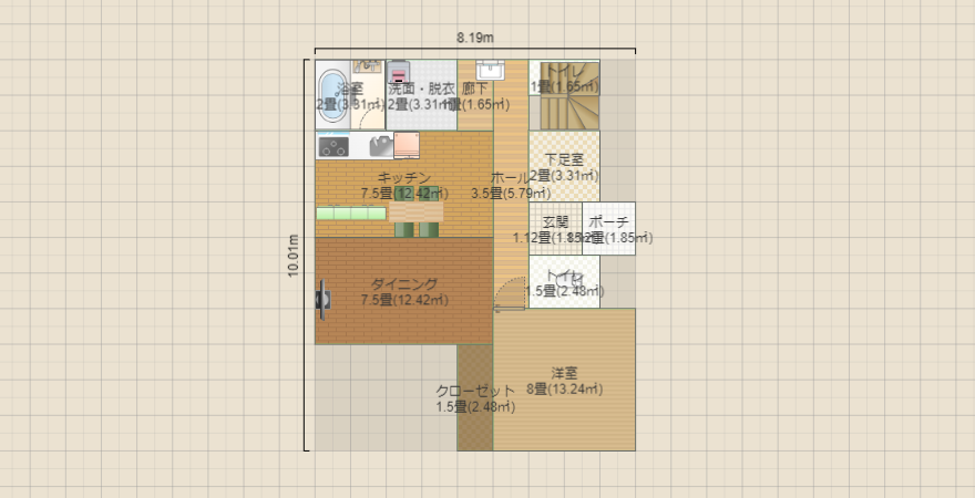 ２階建て　1階で完結