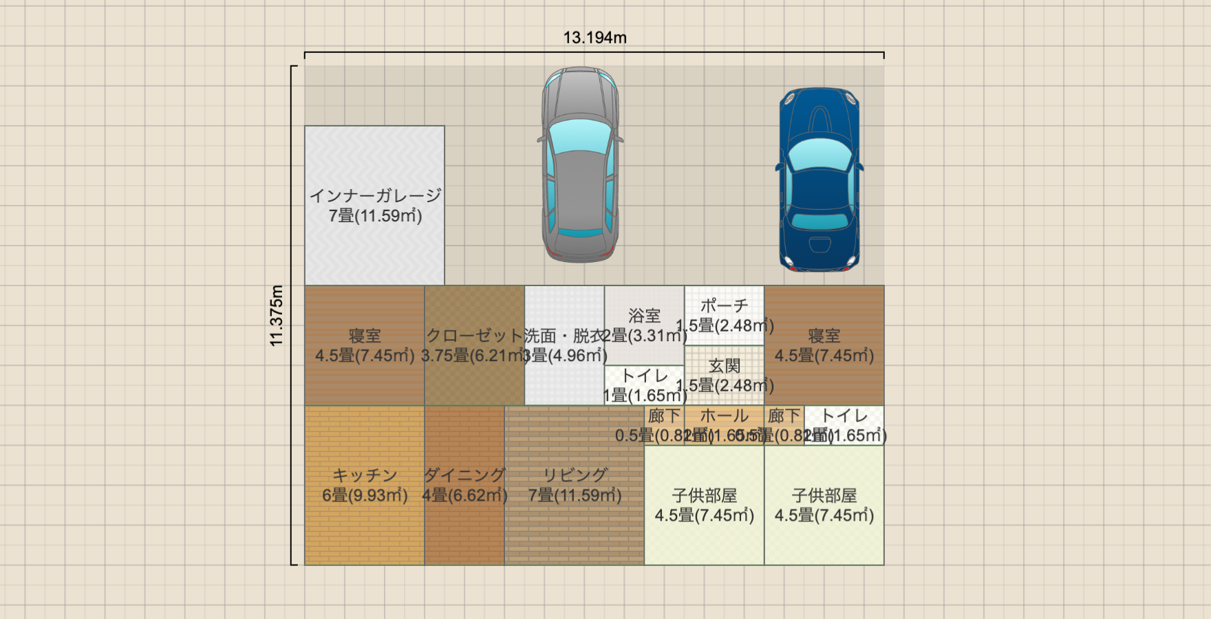 敷地50坪平屋4LDKガレージ