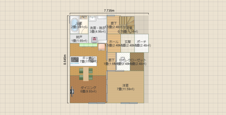 2階建て 1階で完結31坪