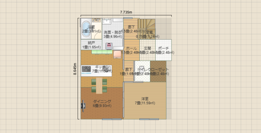 ２階建て　1階で完結31坪