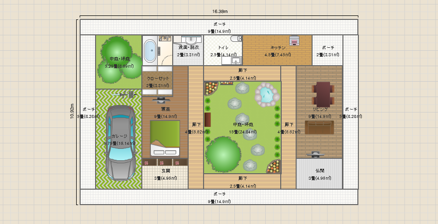 中庭ハウス:1階