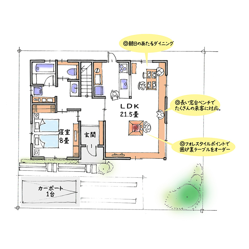 安江工務店  プラン1 平面1F