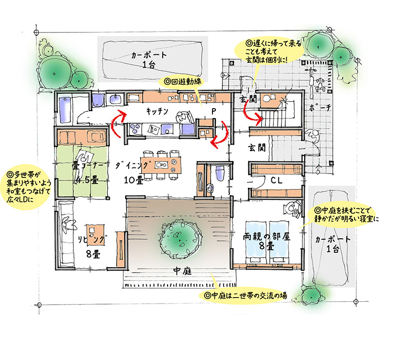 有限会社カネヒサ建築 プラン2 1F平面図