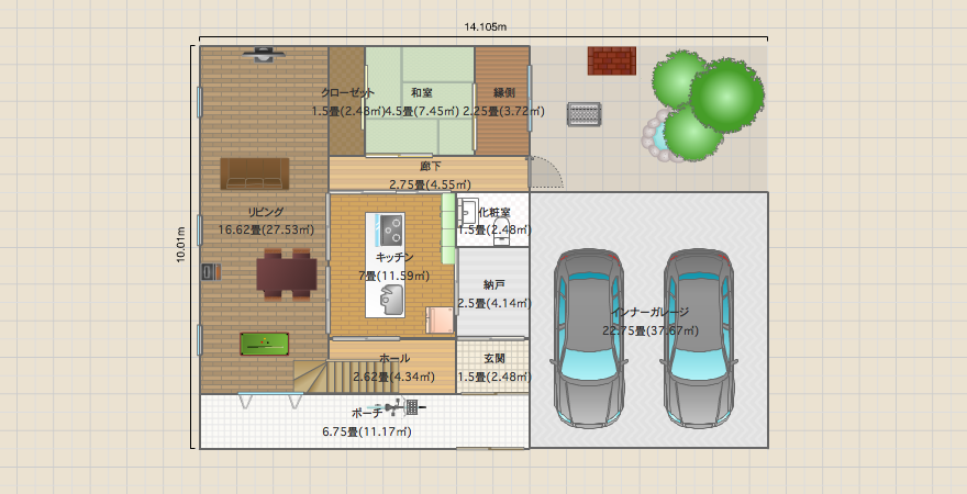 ガレージハウス2台