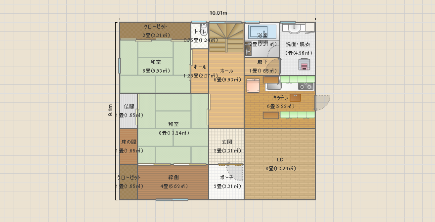 南玄関　間口10ｍ奥行9ｍ　建物だけ