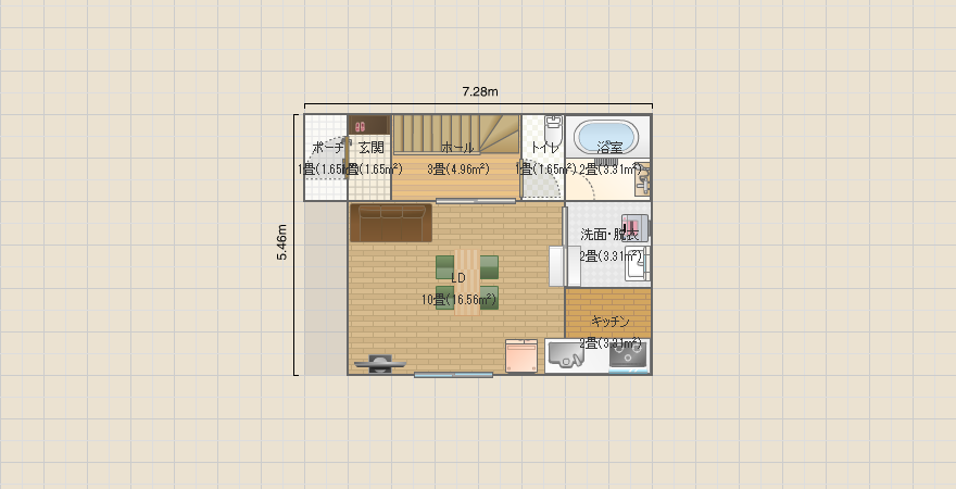 20.7坪3LDK(LDK12畳 全室南向き)