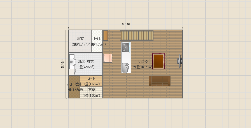 3LDK クローゼットで間仕切り