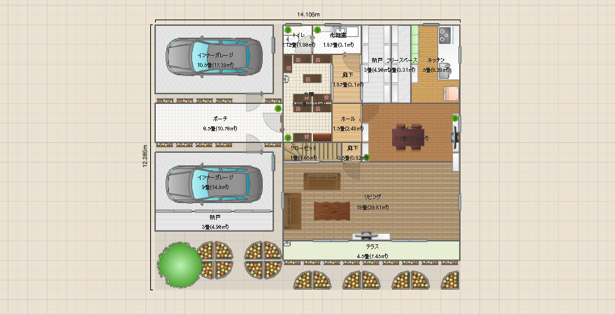 吹き抜けがある、2人&3チーの家(Lに3チワワ)・西玄関 ver.1
