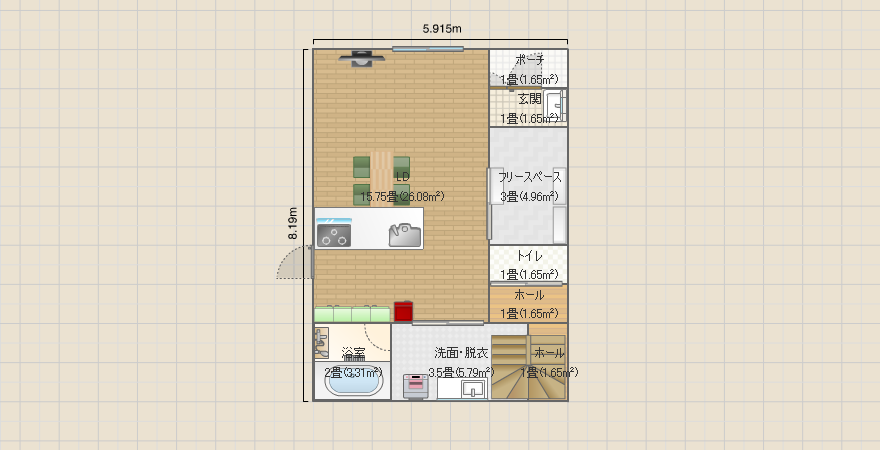 7.6×13m 30坪 60/200% 家族4人 ④