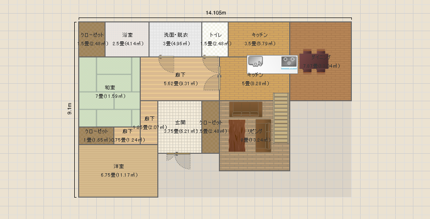 i-smart、56.8坪L字変形