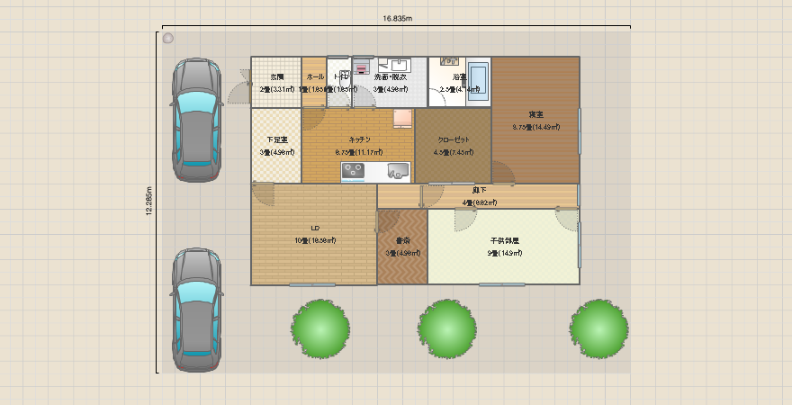 30坪 平屋 東西1
