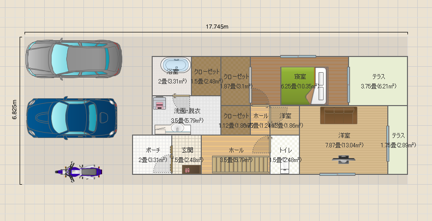 2Fリビングの家