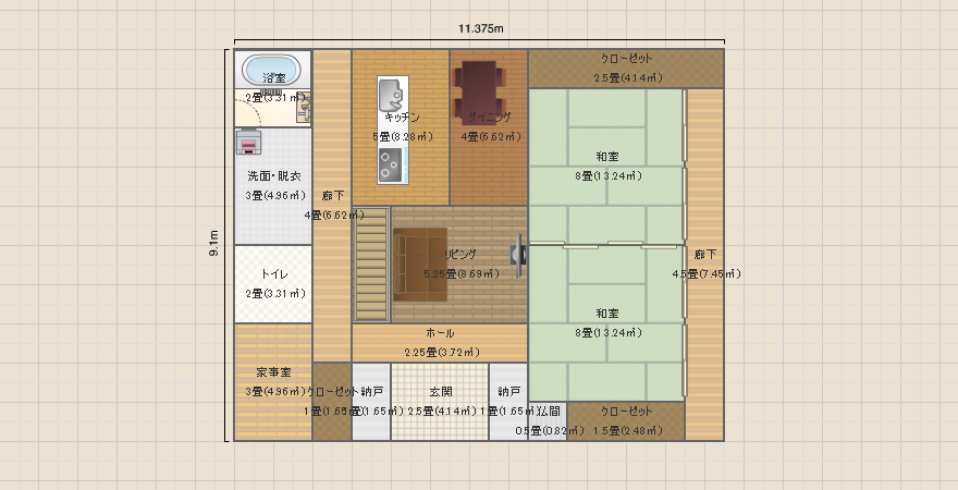 道路側9m×奥行12m 間取り 修正案12/5