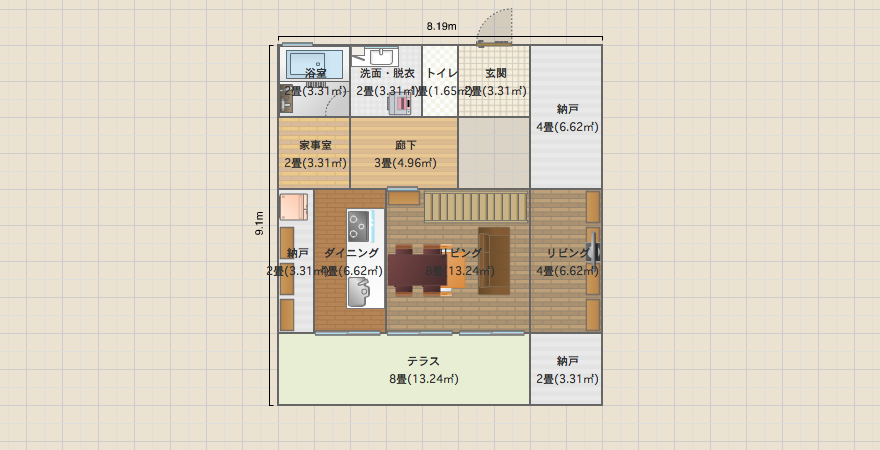 Box house 4x4.5間 (Ch3.75J+0.75)途中