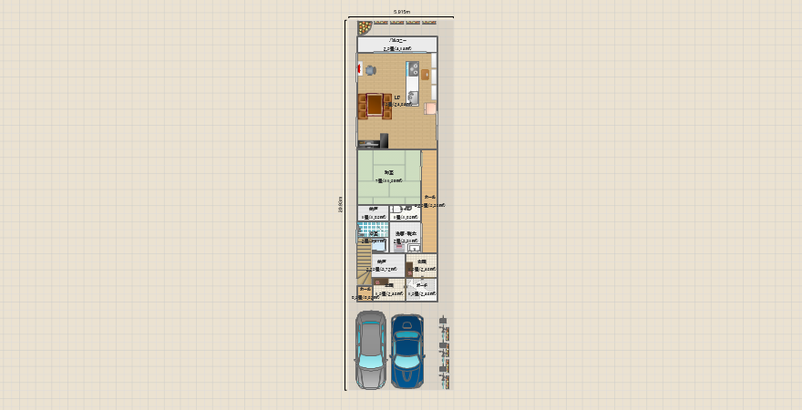 間口6m(完全分離二世帯)2階建て3