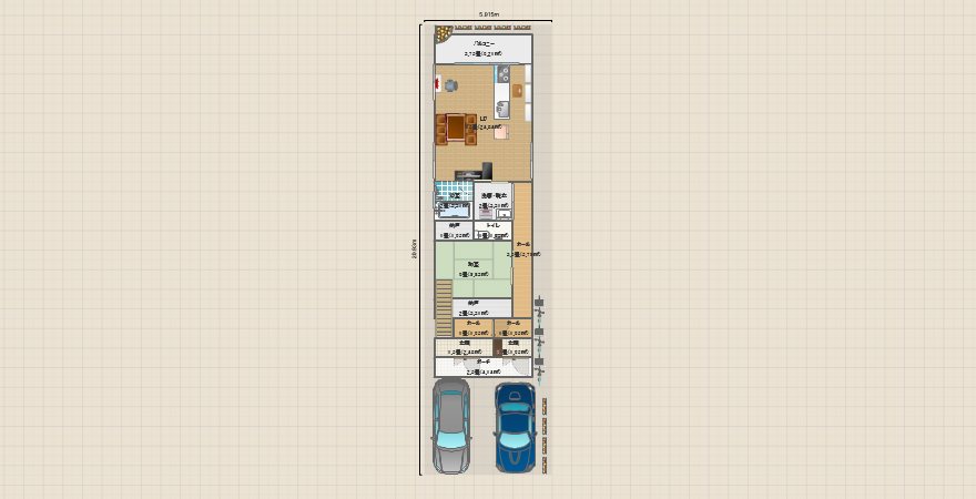 間口6m(完全分離二世帯)2階建て4