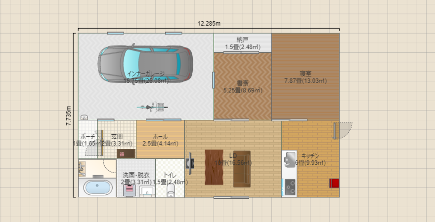 一人暮らし ガレージ重視①