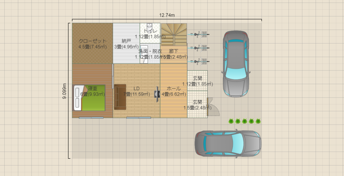 2世帯3階建2Fリビング