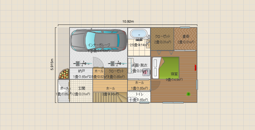 2Fリビング （ガレージか和室か…）