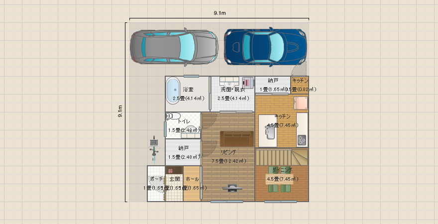 北向き道路のこじんまりとした家