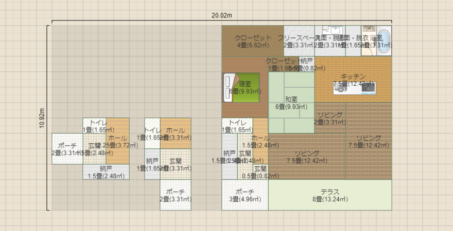 ①平屋 27.5坪(10×11)東アイランドキッチン