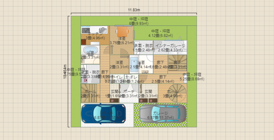 2世帯 3階ジム室付き