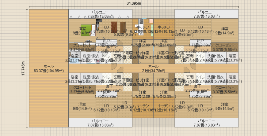 マンション2LDK(100㎡)