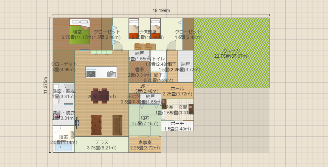 候補13(和室前に廊下風サンルーム)