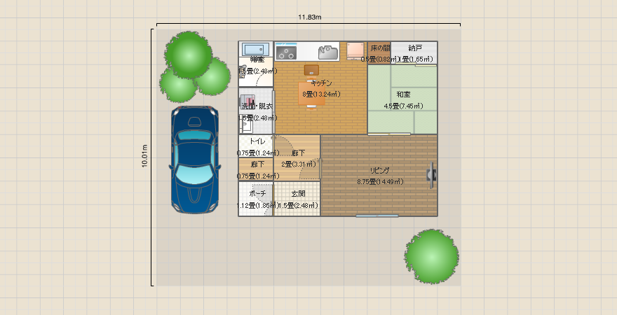 1LDK 平屋