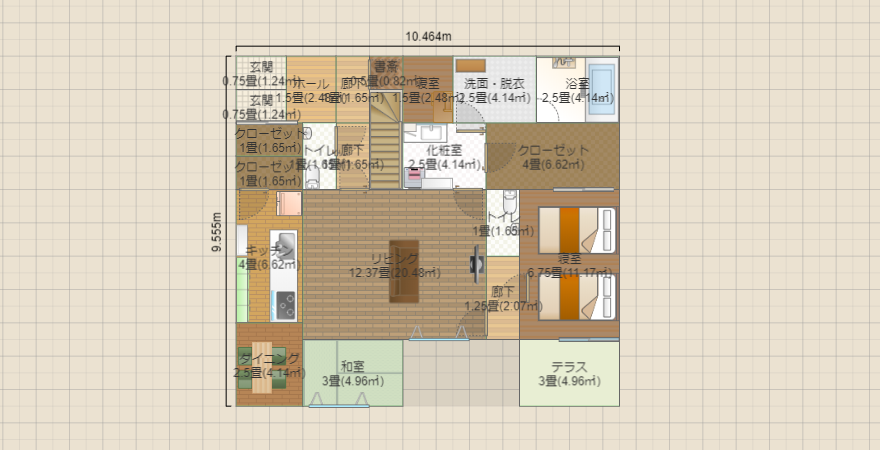 平屋+子供部屋書斎