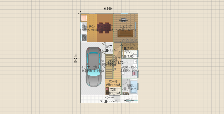 庭無し20坪(3LDK)