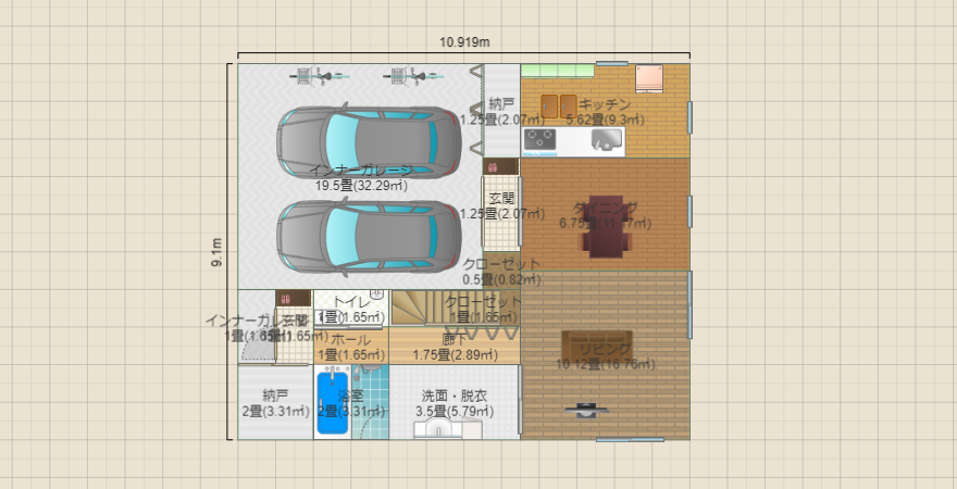 インナーガレージ(3LDK、30坪以内)
