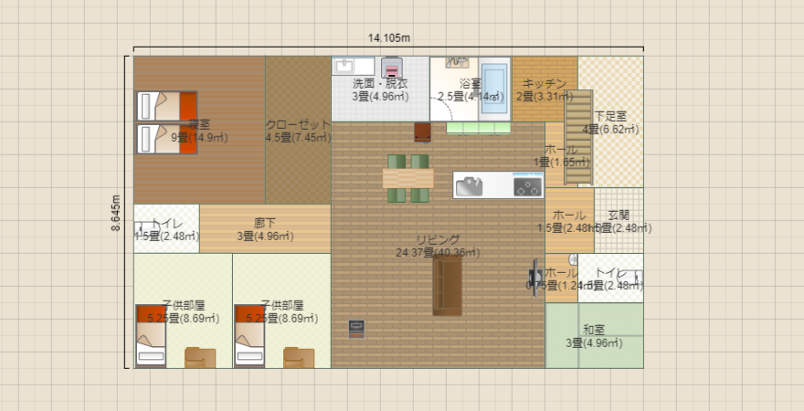 平屋36坪 4LDK和室