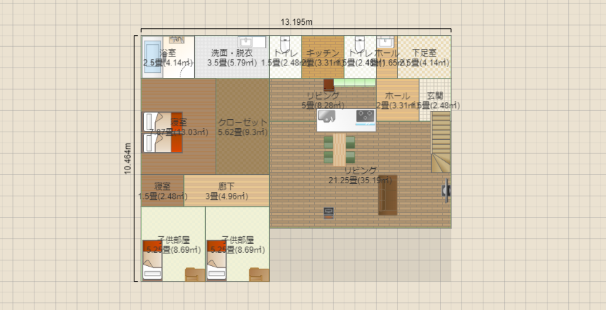 平屋36.3坪 L字