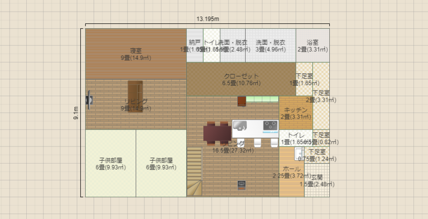 36.2坪 平屋 リビング横長