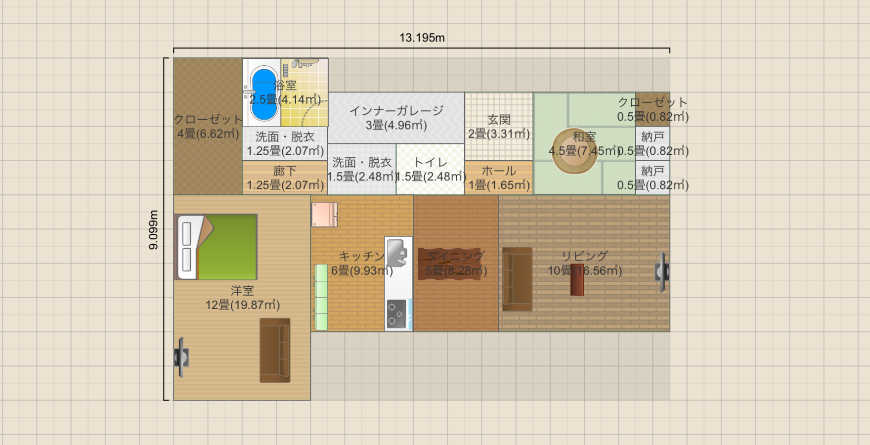 北玄関LDK21帖 土間通路.