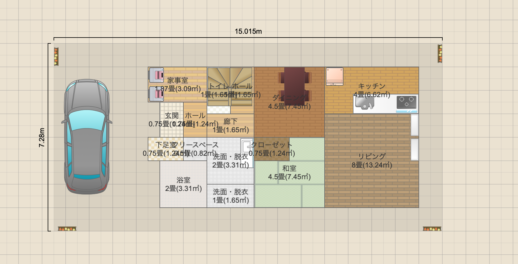 129m2 50%/80%(105.7m2) 府中