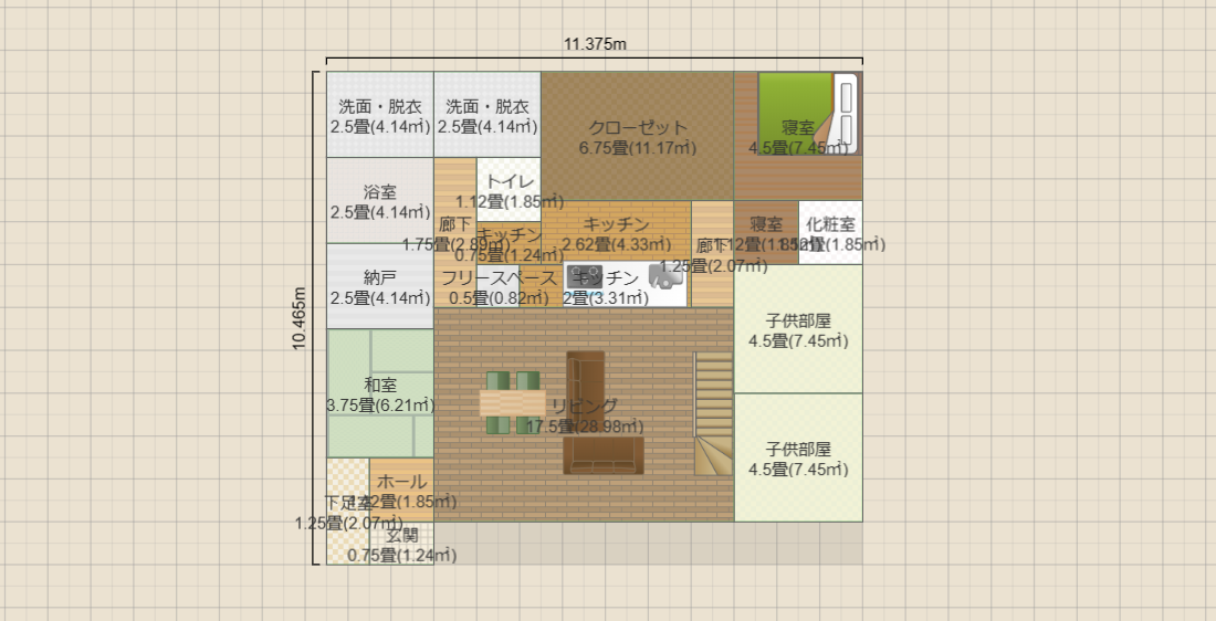 36坪 リビング階段
