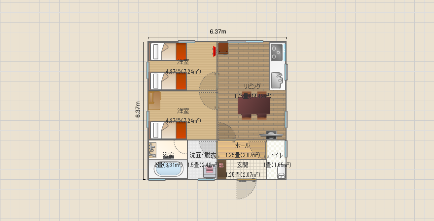 正方形の家５　平屋　1000万円以下