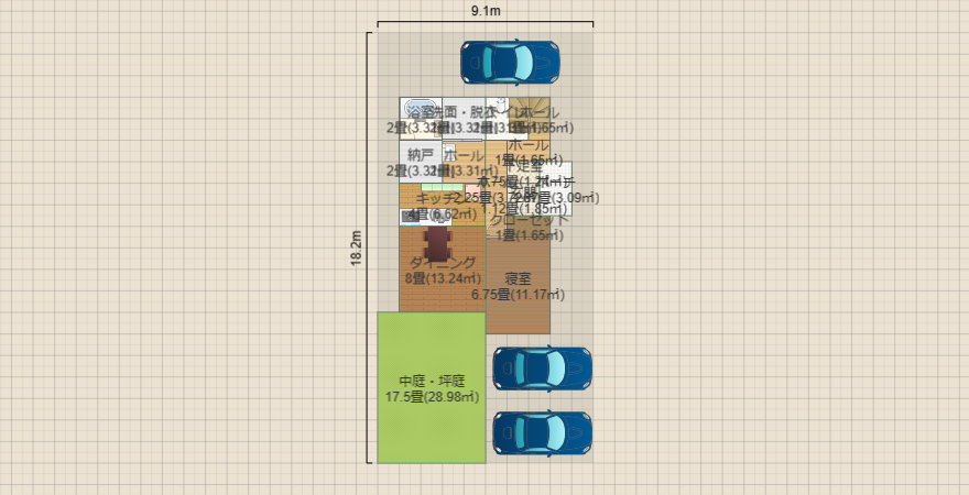 東玄関 4LDKの家