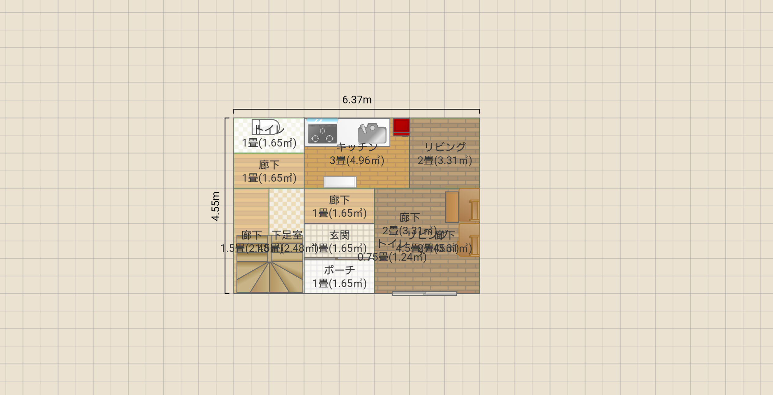 階段奥2階建て 正面玄関