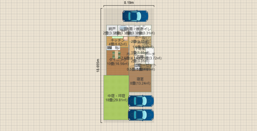 東玄関 4LDKの家