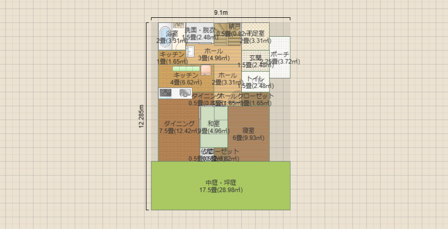 北東玄関 4LDKの家 真ん中和室2