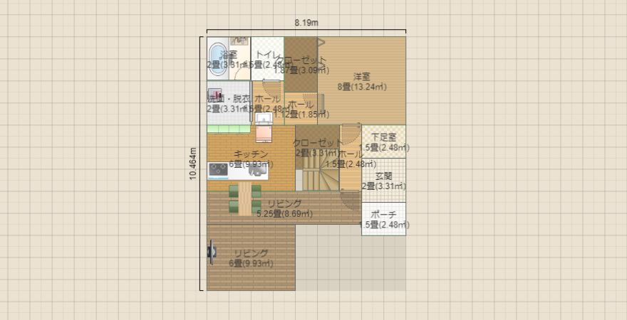 32坪 平屋風2階建て